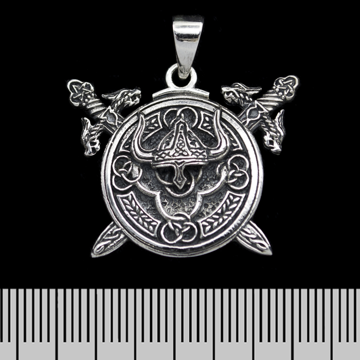 Viking Shield with Swords (925 Silver) Pendant