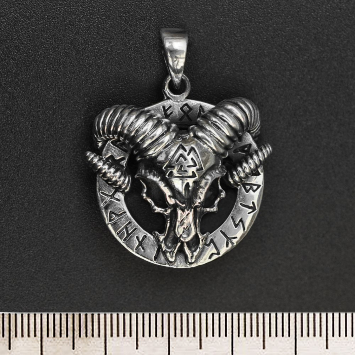 Rag Skull (Valknut) (925 Silver) Pendant