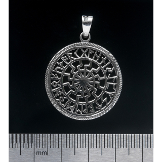 Black Sun in a Runic Circle (925 Silver) Pendant