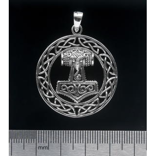 Thor's Hammer in a Circle (925 Silver) Pendant