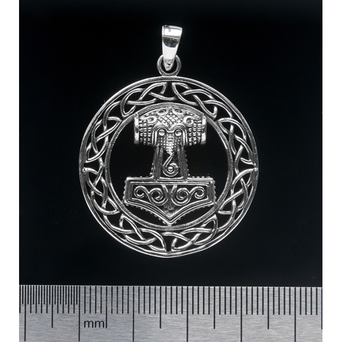 Thor's Hammer in a Circle (925 Silver) Pendant