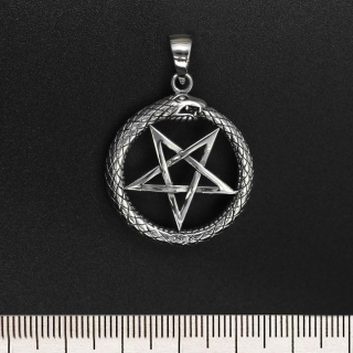 Inverted Pentagram (Ouroboros) (925 Silver) Pendant