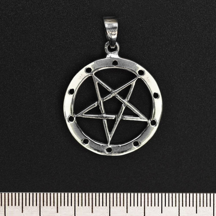 Inverted Pentagram in a Ring (925 Silver) Pendant