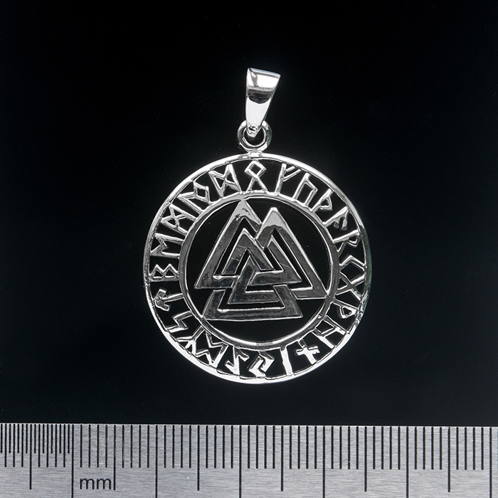 Valknut in a Runic Circle (925 Silver) Pendant