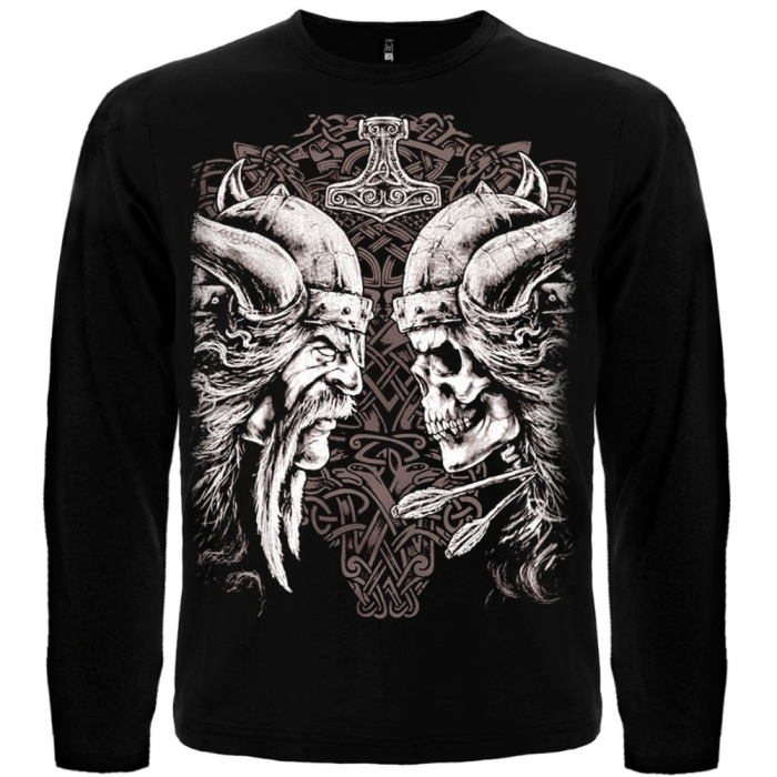 Viking with Skull Long Sleeve T-Shirt