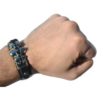 Strap №205 (Three Skulls) Leather Bracelet
