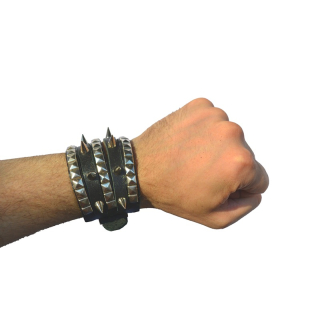 Small Spike and a Pyramid №131 Cut Wristband