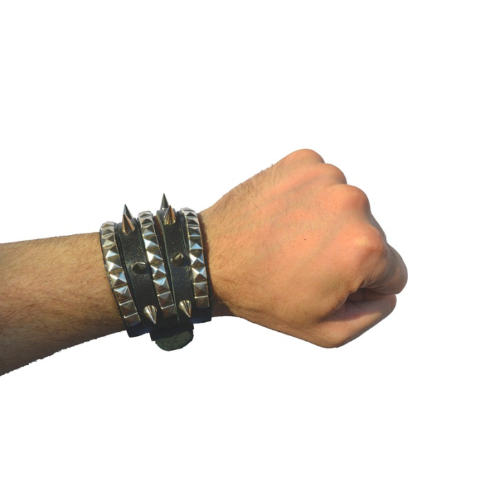 Small Spike and a Pyramid №131 Cut Wristband