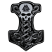 Thor's Hammer with a Skull (Valknut) Back Embroidered Patch