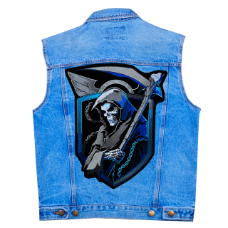 Grim Reaper (Blue) Back Embroidered Patch