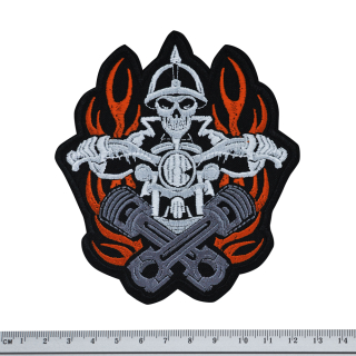 Death on a Motorcycle (Pistons) Embroidered Patch