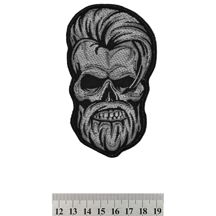 Bearded Skull Embroidered Patch