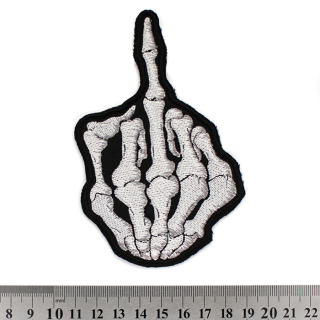 Skeleton Middle Finger Embroidered Patch