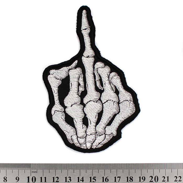 Skeleton Middle Finger Embroidered Patch