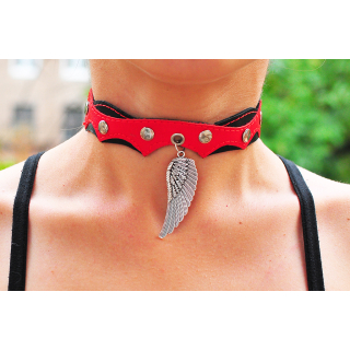 Wing Big Two-Sided Pendant (Steel Color) (ar-001) Collar