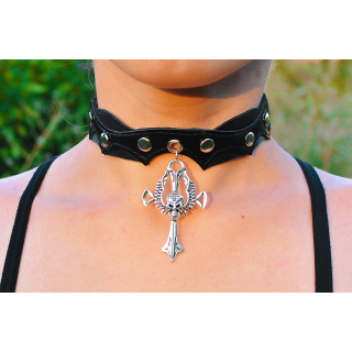 Skull with Wings on the Cross Pendant (ar-002) Collar