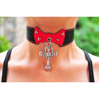 Skull with Wings on the Cross Pendant (ar-003) Collar