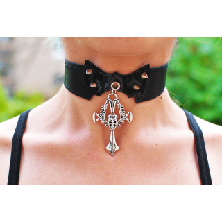 Skull with Wings on the Cross Pendant (ar-004) Collar
