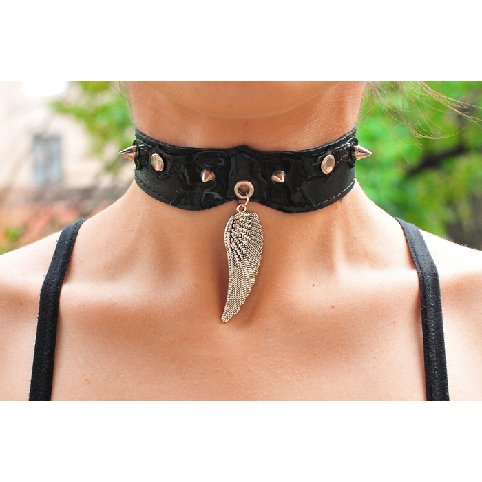 Wing Big Two-Sided Pendant (Steel Color) (ar-006) Collar