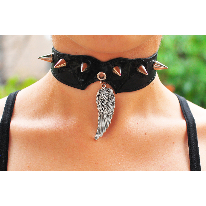 Wing Big Two-Sided Pendant (Steel Color) (ar-008) Collar
