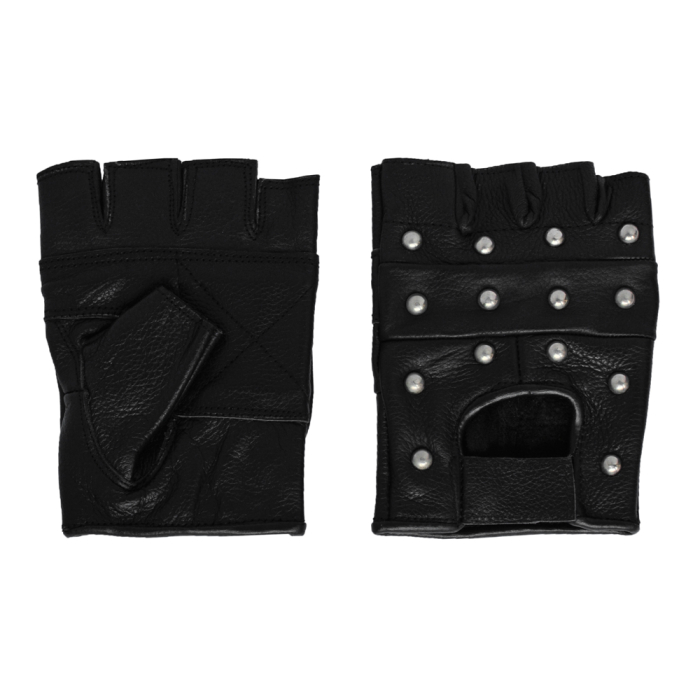 First Motorcycle Leather Gloves with a Round Rivet
