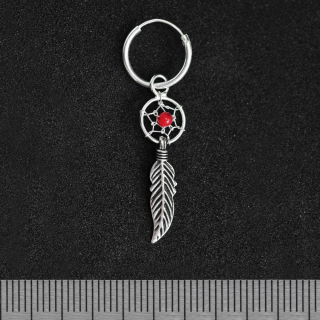 Ring with a Dream Catcher, Red Stone (eas-072) Earring