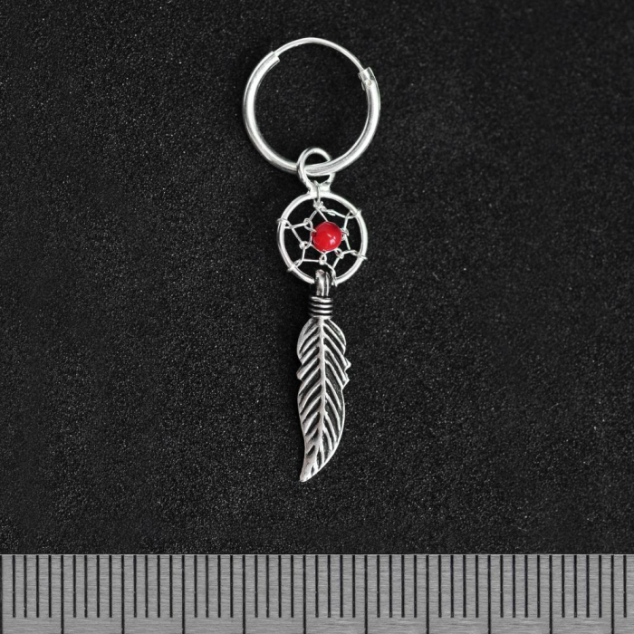 Ring with a Dream Catcher, Red Stone (eas-072) Earring