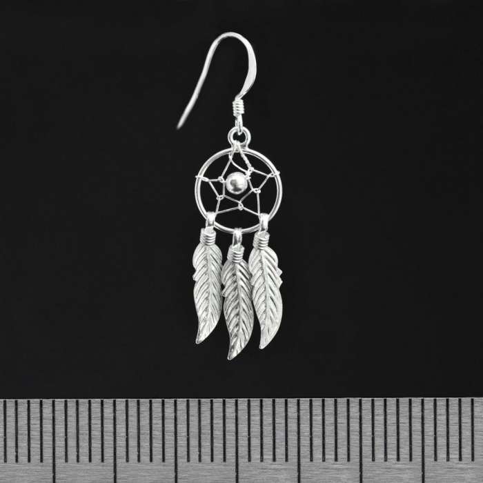 Dream Catcher Three Feathers (eas-082) Earring