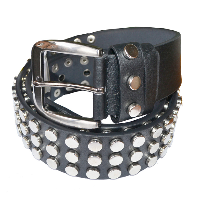 3 Rows Cylindrical Rivet (Leatherette) Belt
