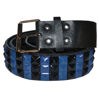 3 Rows Black and Blue Rivet (Leatherette) Belt