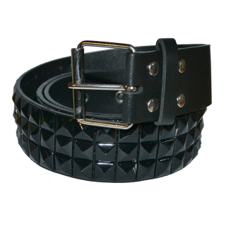3 Rows Black Rivet (Leatherette) Belt