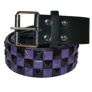 3 Rows Black and Purple Rivet (Chess) (Leatherette) Belt