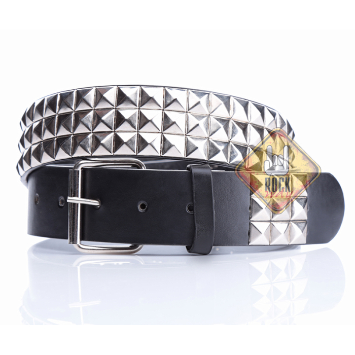 3 Rows Metal Rivet (Black Cloth) (Leatherette) Belt