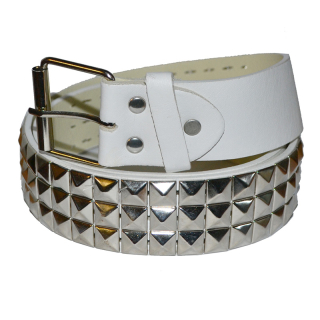 3 Rows Metal Rivet (White Cloth) (Leatherette) Belt