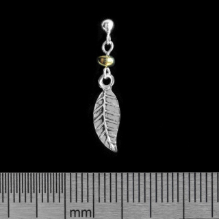 Pendant with Leaf (925 Silver) Stud Earring