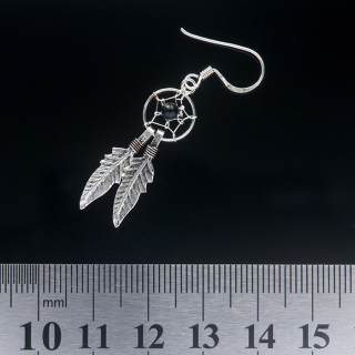 Small Dream Catcher with Black Stone (eas-046) Earring