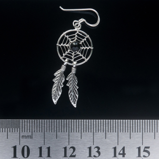 Medium Dream Catcher with a Black Stone (eas-048) Earring
