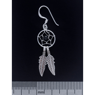 Dream Catcher with a Black Stone (eas-043) Earring