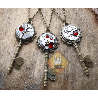 Key with Red Stones (Steampunk) Pendant