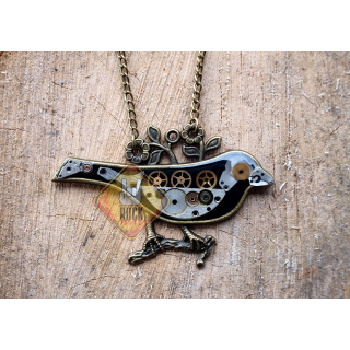 Bird on a Branch (Steampunk) Pendant