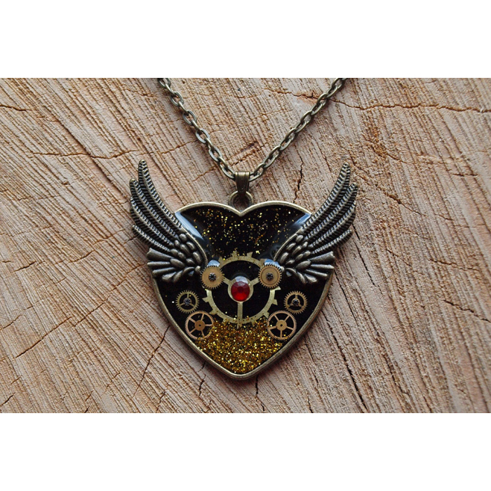 Heart with Wings (Steampunk) Pendant