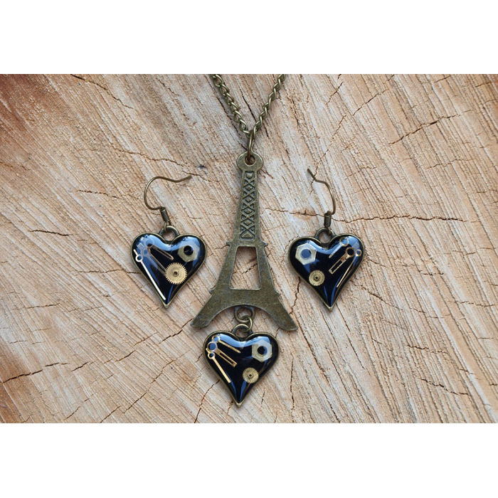 Paris (Steampunk) Pendant and Earrings Set