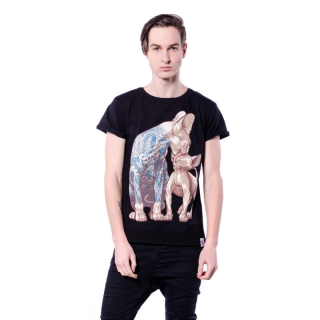 Cat with Tattoos Urbanist Black T-Shirt