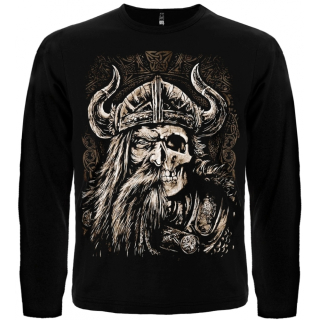 Viking (Half Face, Half Skull) Long Sleeve T-Shirt 