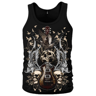 Guitar with Skulls and Ravens Tank Top