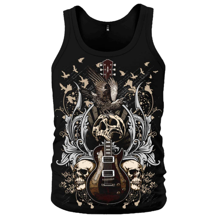 Guitar with Skulls and Ravens Tank Top